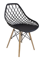 Jilphar Furniture Fiber Plastic Dining Chair with Wooden Legs, Black