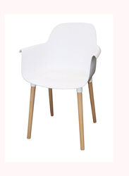 Jilphar Furniture Fiber Plastic Chair With Wooden Color Metal Legs, White