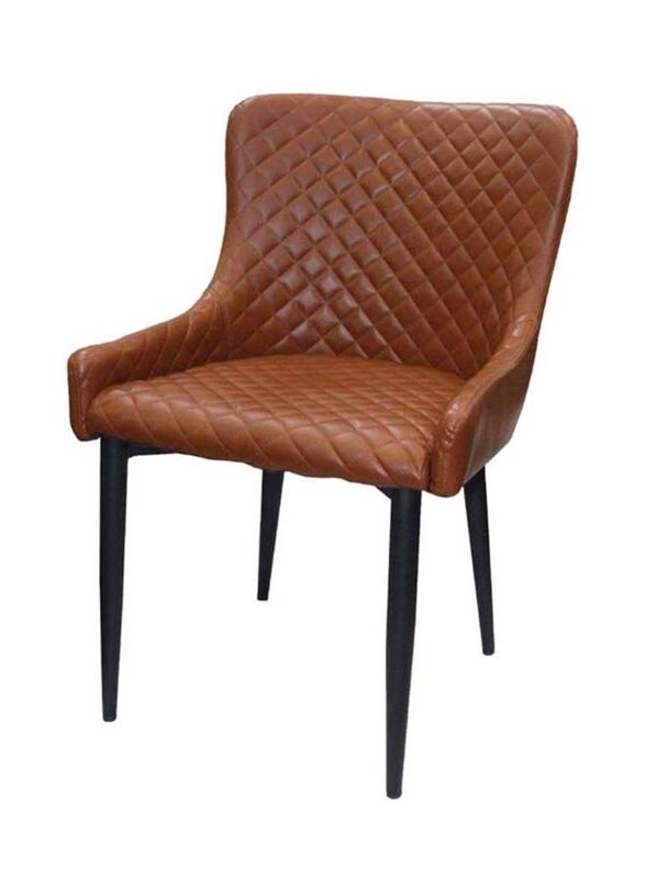 Jilphar Armless Leather Dining Chair, Brown