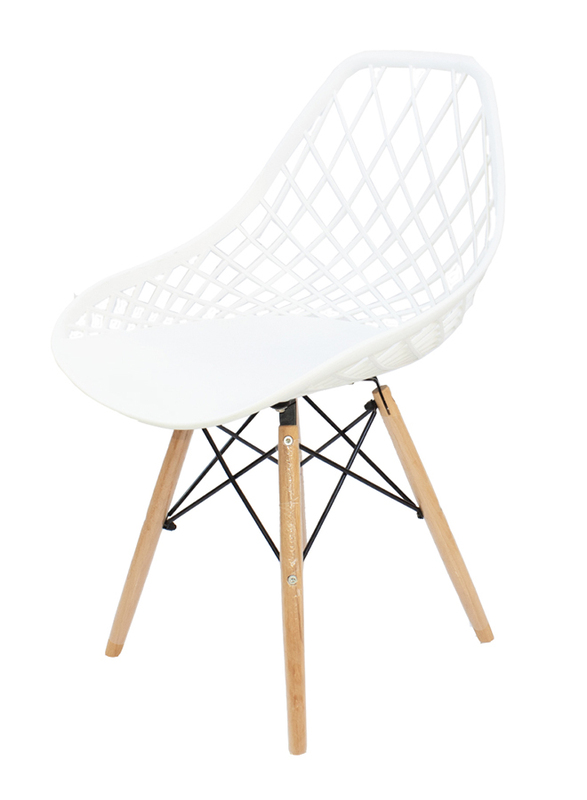 Jilphar Furniture Fiber Plastic Dining Chair with Wooden Legs, White