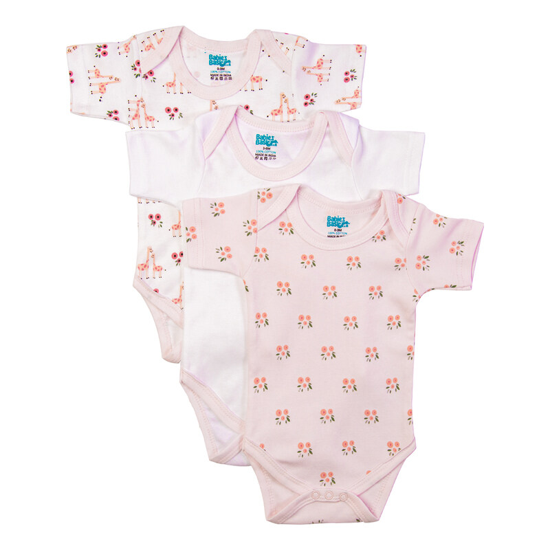

Babiesbasic Babies Basic Printed Romper - Pack of 3, 6-9 Months , Multi Color