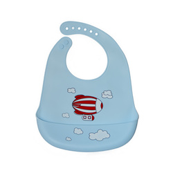 BabiesBasic 2pc Silicone Bib with Food Catcher, BPA Free, Easy to Clean - Blue & Yellow