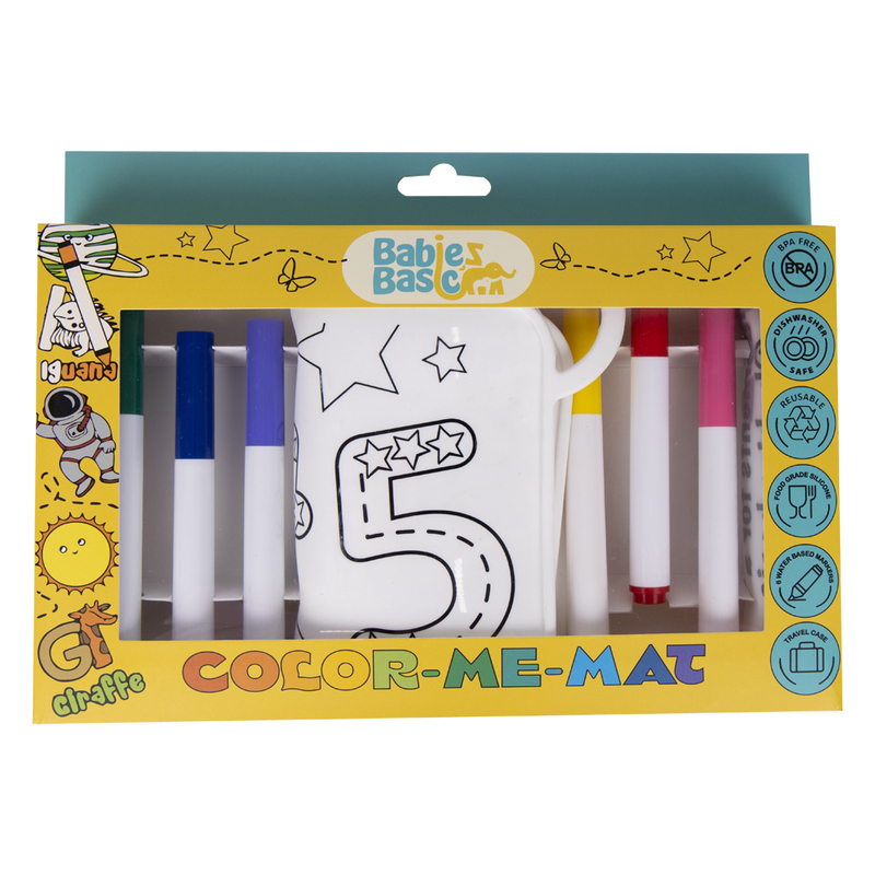 Babies Basic Reusable Silicone Colouring Mat with Pens and Travel Case - Number Design