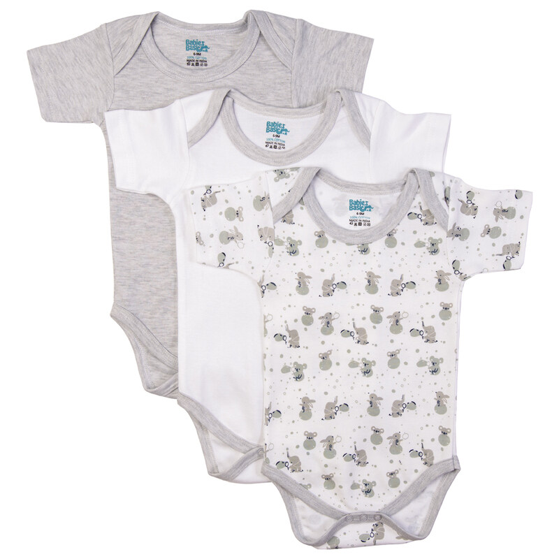 

Babiesbasic Babies Basic Printed Romper - Pack of 3, 0-3 Months , Multi Color