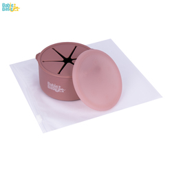 Babies Basic Silicone Snack Cup/Box with Lid. 100 % Food-Grade Silicone. BPA & Phthalate Free. Non-Slip Design-Easy to Carry. Travel Case Included - Pink