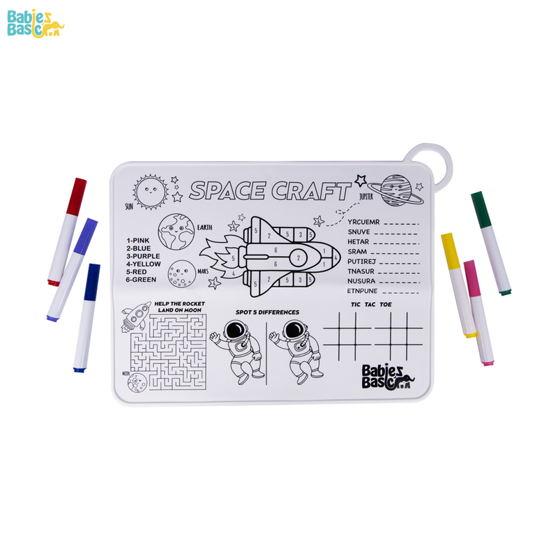 Babies Basic Reusable Silicone Colouring Mat with Pens and Travel Case - Game Design