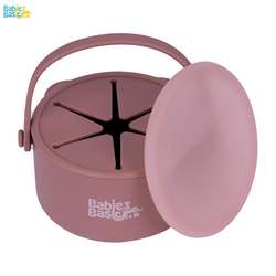 Babies Basic Silicone Snack Cup/Box with Lid. 100 % Food-Grade Silicone. BPA & Phthalate Free. Non-Slip Design-Easy to Carry. Travel Case Included - Pink