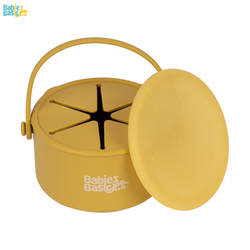 Babies Basic Silicone Snack Cup/Box with Lid. 100 % Food-Grade Silicone. BPA & Phthalate Free. Non-Slip Design-Easy to Carry, Travel Case Included- Yellow