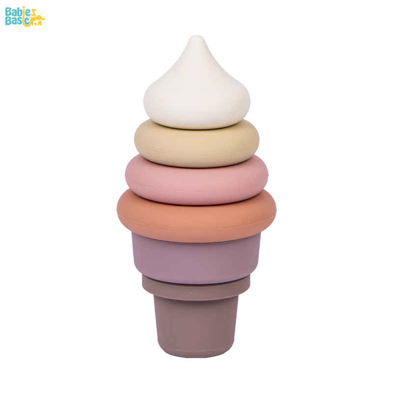 Babies Basic Silicone Stacking Toy for Babies/Kids, Ice Cream Shape, BPA Free 100% Safe - Ice Cream