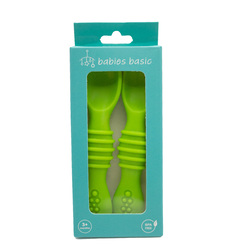 BabiesBasic Soft Tip BPA Free Silicone First Stage Training Spoons - Green