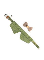 Windsor Cat Collar With Bow, Small, Green