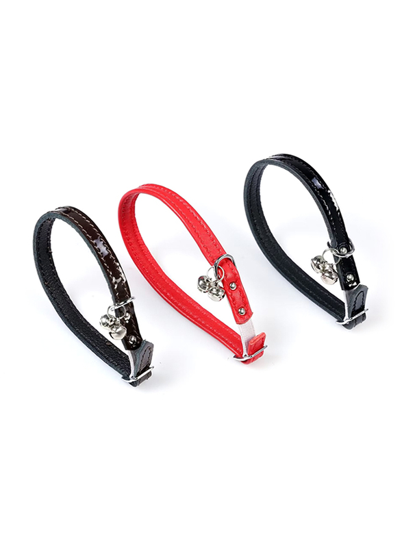 Leather Cat Collar With Bell, Red