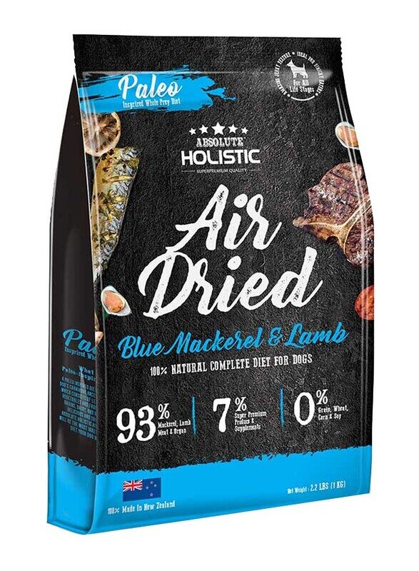 

Absolute Holistic Air Dried Blue Mackerel And Lamb Dry Dog Diet Food, 1Kg