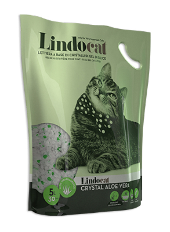 Lindocat Crystal Aloe Vera Scent Silicagel Cat Litter, 5 Liter, Green