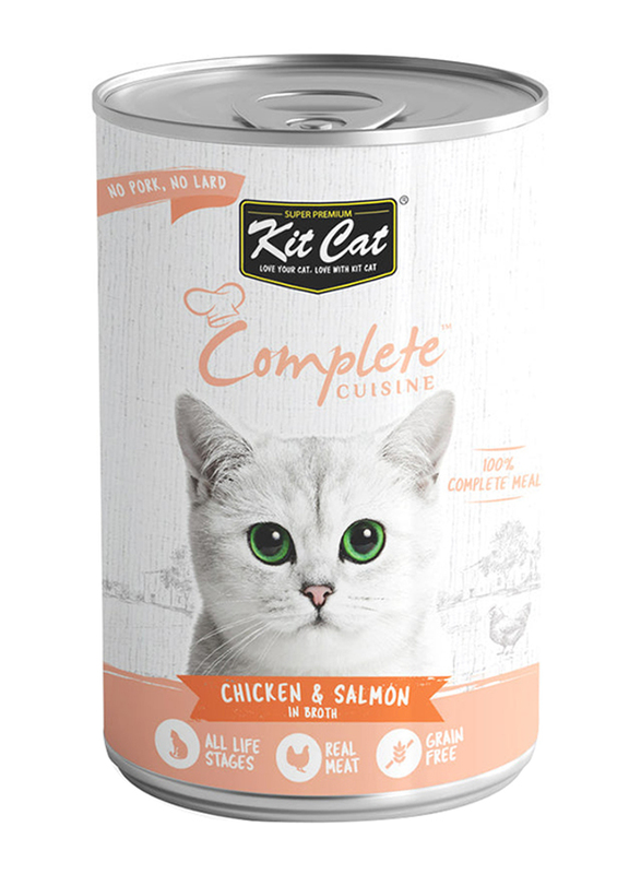 Kit Cat Complete Cuisine Chicken and Salmon In Broth Cat Wet Food, 150g