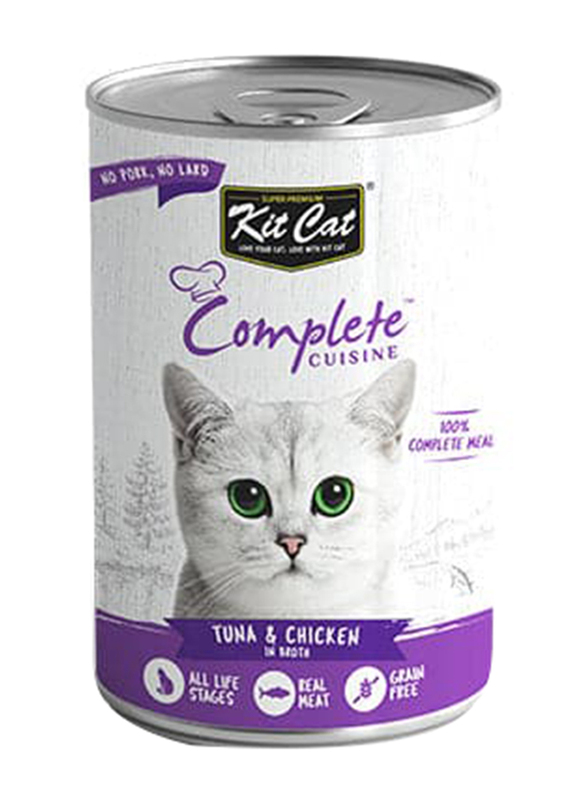 Kit Cat Complete Cuisine Tuna and Chicken In Broth Cat Wet Food, 150g