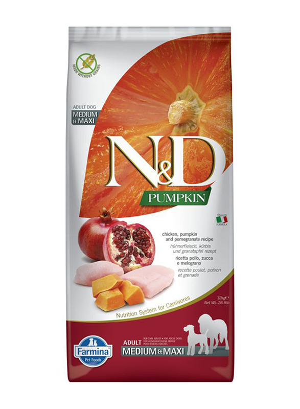 Farmina N&D Pumkin with Chicken & Pomegranate Medium & Maxi Adult Dog Dry Food, 12 Kg
