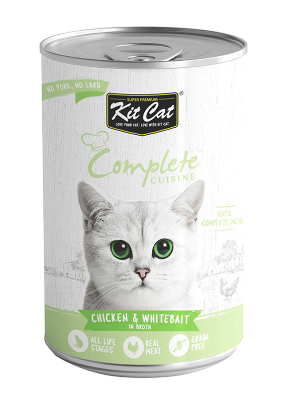 Kit Cat Complete Cuisine Chicken and Whitebait In Broth Cat Wet Food, 150g
