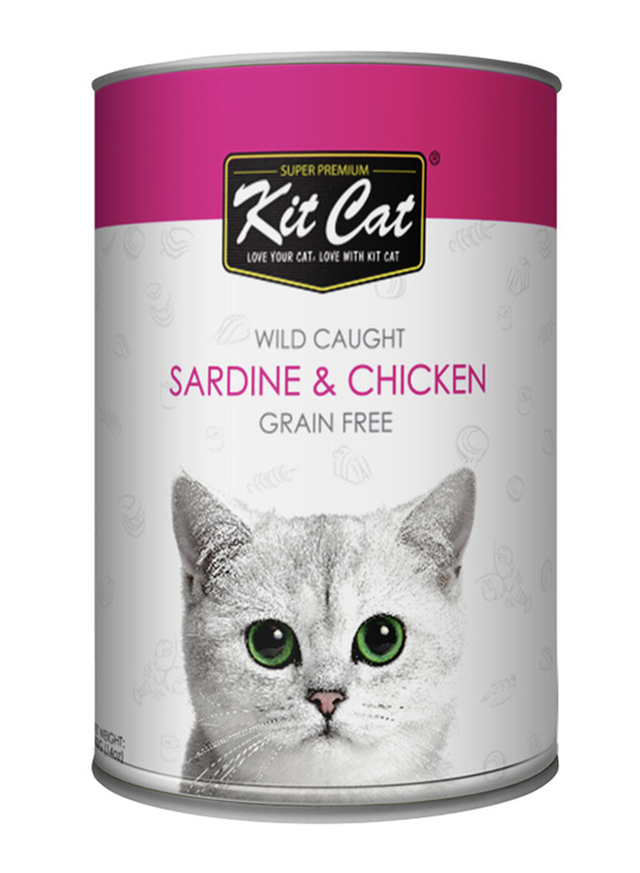 Kit Cat Wild Caught Sardine and Chicken Cat Wet Food, 400g