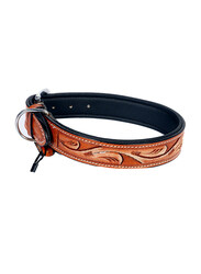 Engraved Leather Dog Collar Canary Tan, Medium, Brown