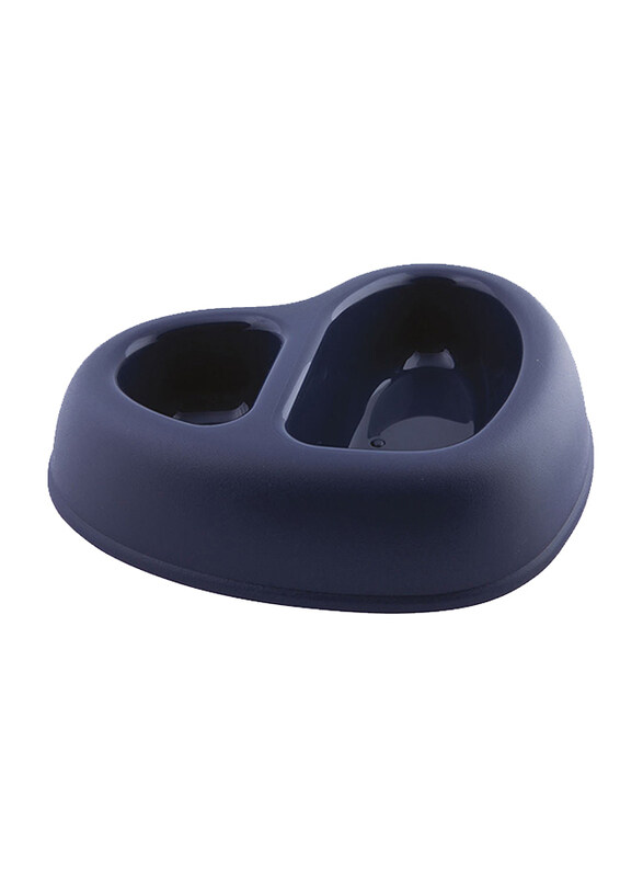 

Georplast Thats Amore Double Plastic Pet Dog Cat Food Bowl, Navy Blue