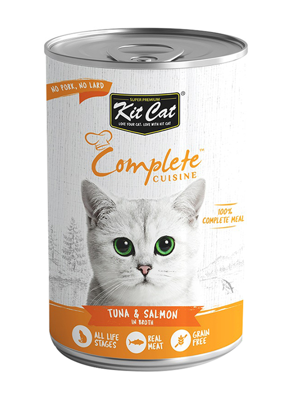 Kit Cat Complete Cuisine Tuna and Salmon In Broth Cat Wet Food, 150g