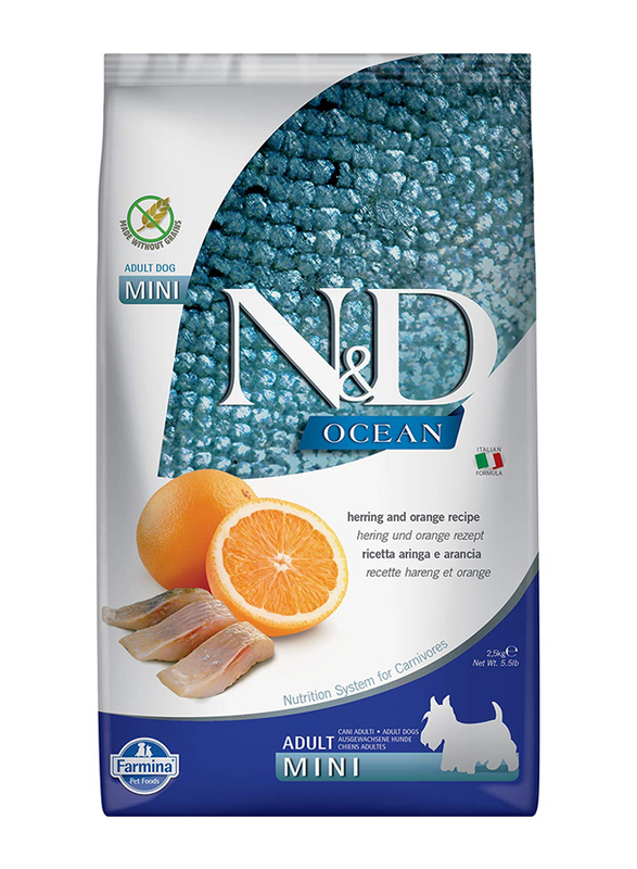 Farmina N&D Ocean Herring & Orange Mini Adult Dog Dry Food, 2.5 Kg