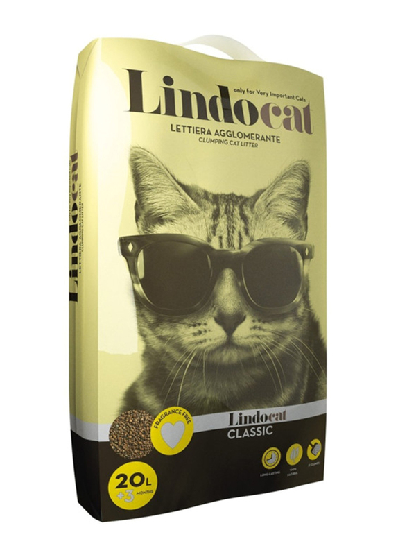 Lindocat Natural Bentonite Classic Fragrance Free Cat Litter, 20 Liter, Green