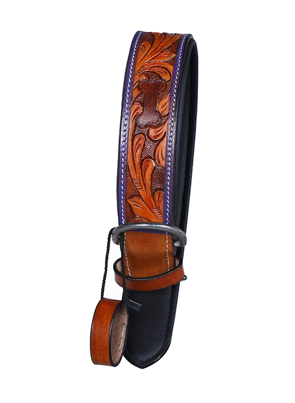 Engraved Leather Dog Collar Tan, Medium, Brown