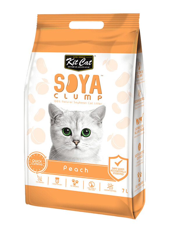 

Kit Cat Peach Soya Clump Soybean Cat Litter, 7 Liter, Orange