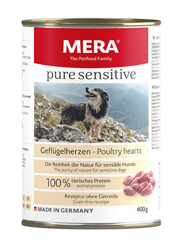 

Mera Pure Sensitive Poultry Hearts Dog Wet Food, 400g