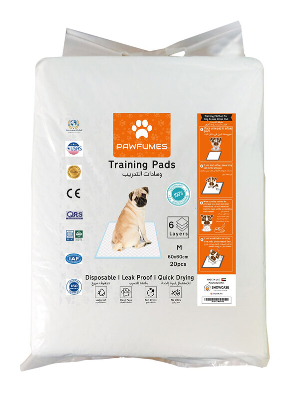 

Pawfumes Dog And Puppy Training Pads, 60 x 60cm, 20 Pieces, White