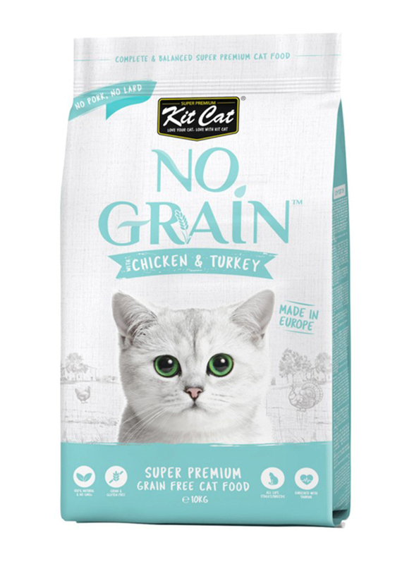 Kit Cat No Grain With Chicken and Turkey Cat Dry Food, 10 Kg