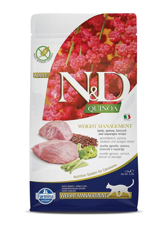 Farmina N&D Quinoa Weight Management Lamb Adult Cat Dry Food, 1.5 Kg