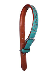 Lucchese Leather Dog Collar, Medium, Blue