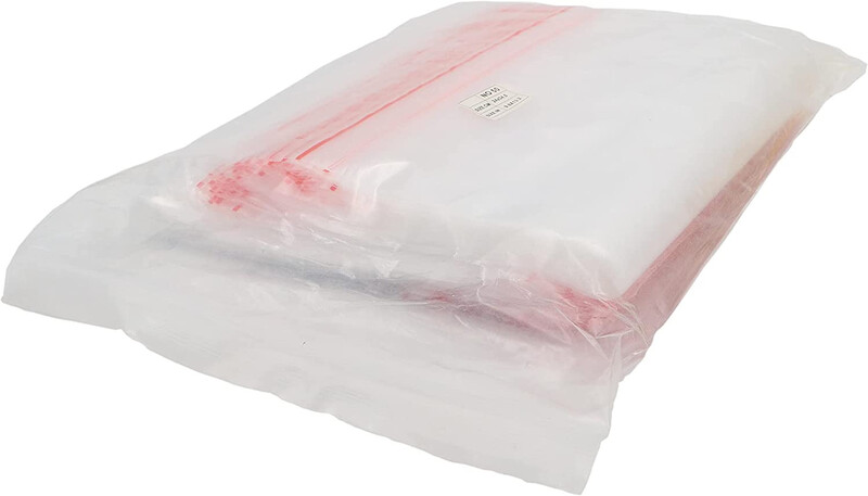 50 Pieces Polypropylene Zipper Bag - Clear/Red, 12 x 18 in
