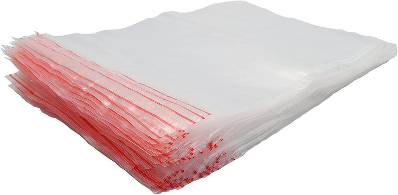 100 Pieces Polypropylene Zipper Bag - Clear/Red, 2 x 3 in