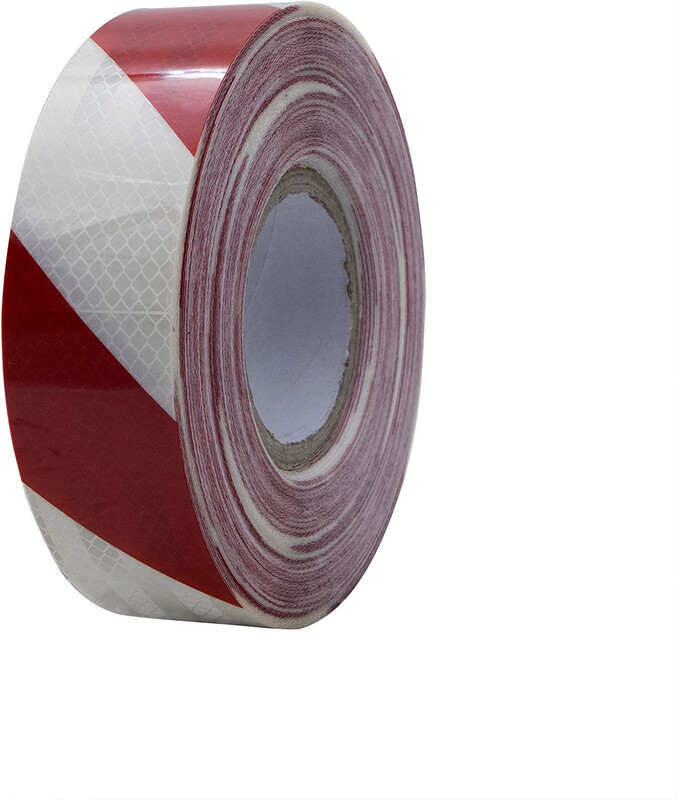 Reflective Stripes Heavy Duty Tape - White/Red, 2 in x 50 m