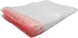 50 Pieces Polypropylene Zipper Bag - Clear/Red, 12 x 18 in