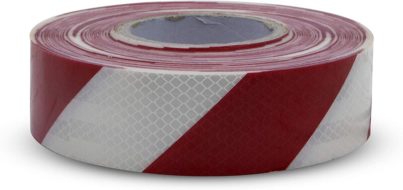 Reflective Stripes Heavy Duty Tape - White/Red, 2 in x 50 m