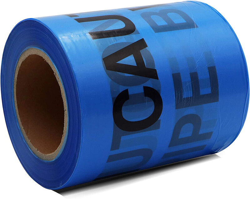 PVC Caution Tape - Water Pipe Below - Blue, 150 mm x 200 m