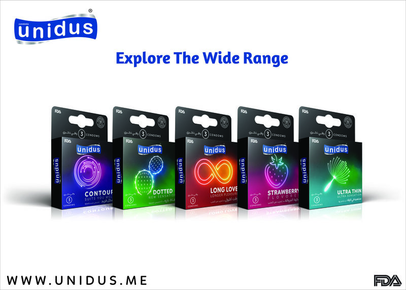 Unidus Condom - STRAWBERRY Flovored - Lubricated Condoms for Men, Pack of 3