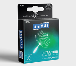 Unidus Condom - ULTRA THIN - Ultra Sensation - Lubricated Condoms for Men, Pack of 3