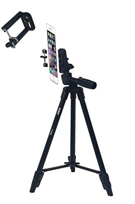 DMK Power T-520 Tripod with Cell Phone Holder for Sony Alpha a6000/RX100 & Canon IXUS 285s Etc Cameras & All Mobiles, Black