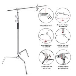 Coopic Heavy Duty Master C-Stand with Sliding Leg for, Silver