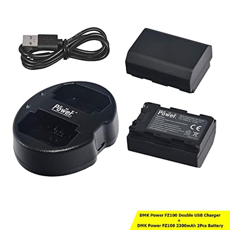 Dmkpower NP-FZ100 Battery 2300mah Dual USB Charger for Sony Digital Camera, Black