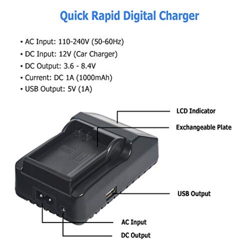 DMK Power EN-EL15A LCD Quick Charger Battery Charger Compatible with Nikon Digital SLR Cameras, Black