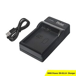 DMK Power EN-EL14A Single Slot USB Battery Charger Compatible with Nikon Camera, Black