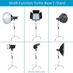 Coopic C40 Adjustable Stainless Steel Heavy Duty C-Stand Tripod with Turtle Base for Studio Photography, Silver