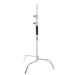Coopic C40 Adjustable Stainless Steel Heavy Duty C-Stand Tripod with Turtle Base for Studio Photography, Silver